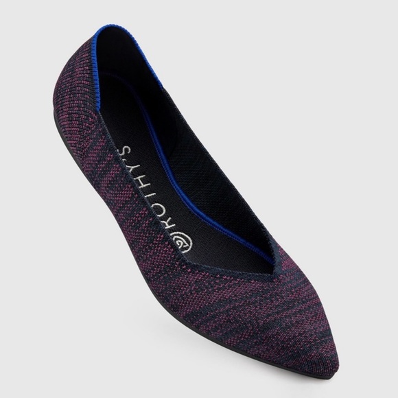 ROTHY’S The Point Magenta Heather Purple Blue Pointed Toe Slip On Flats Sz 9.5 - Picture 3 of 15